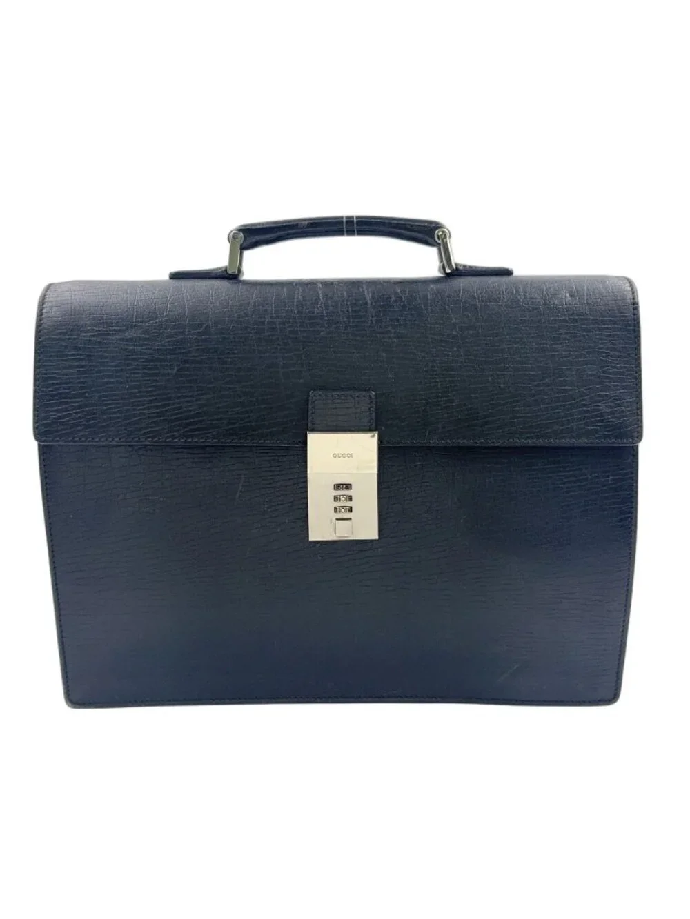Gucci Guccissima Leather Black Business Bag Silver